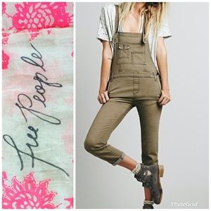 Olive Green Free People Denim Overalls